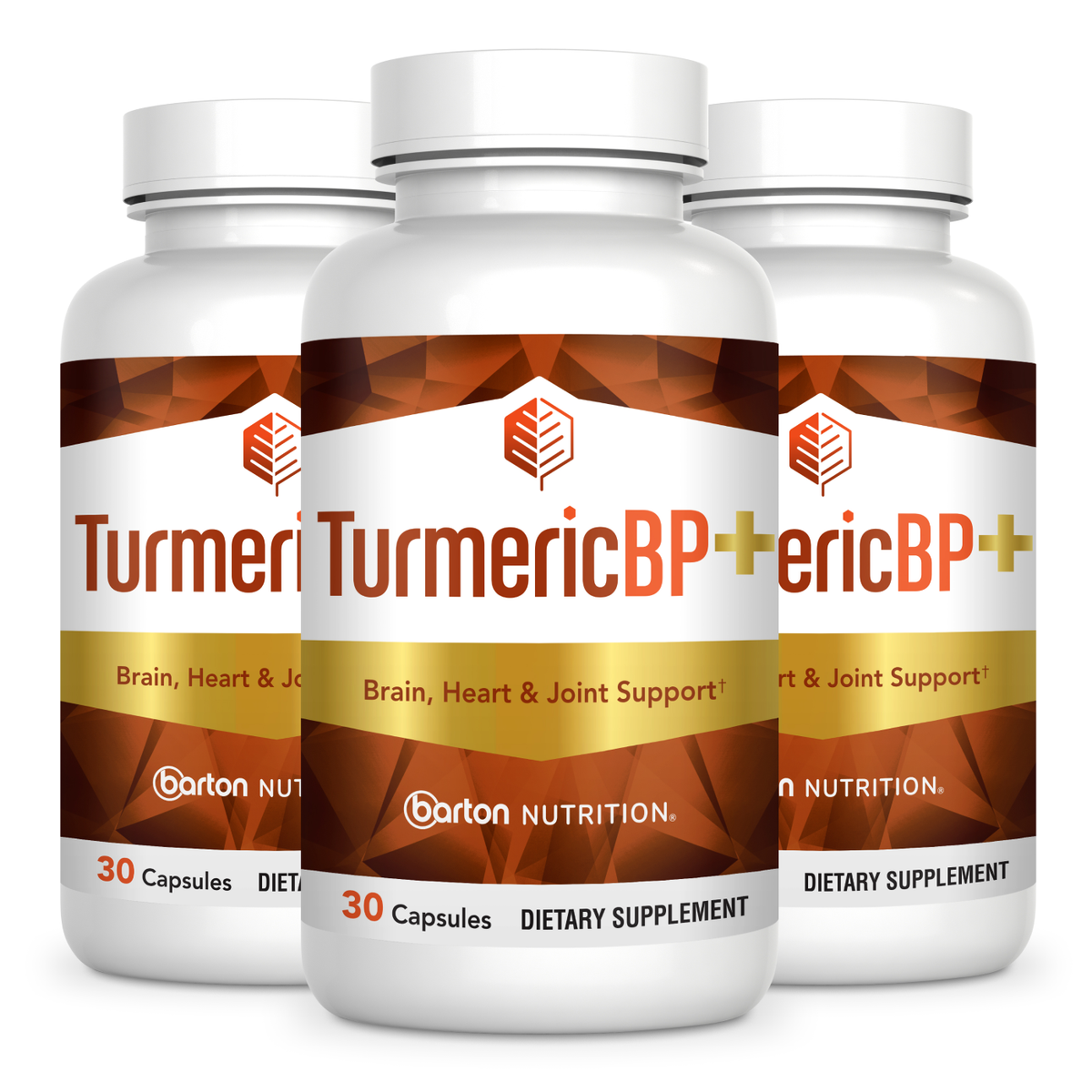 TurmericBP+ 3-bottle bundle by Barton Nutrition - 90-day supply of doctor-formulated turmeric and BioPerine inflammation support supplement, best value multi-pack