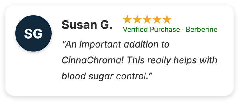 Verified five-star customer review: berberine-susan-g